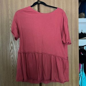 Caslon Floaty Rusty Red peplum top